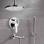 Remer TSH38 Tub and Shower Faucet Set with Handheld and Ceiling Rain Shower Head